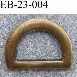 Boucle etrier anneau demi rond couleur laiton métal style ancien  largeur extérieur 2.3 cm intérieur 15.5 mm  hauteur  17 mm