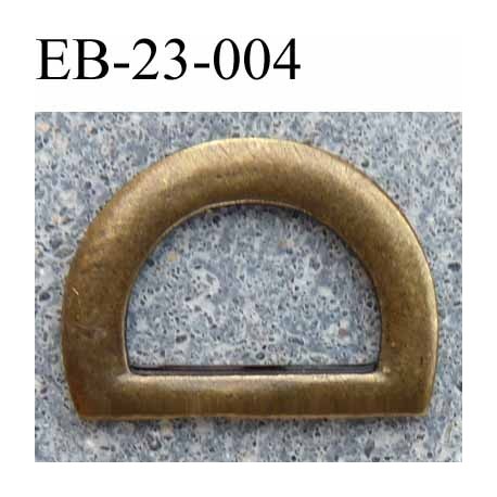 Boucle etrier anneau demi rond couleur laiton métal style ancien largeur extérieur 2.3 cm intérieur 15.5 mm hauteur 17 mm