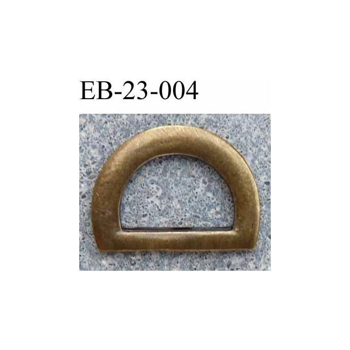Boucle etrier anneau demi rond couleur laiton métal style ancien  largeur extérieur 2.3 cm intérieur 15.5 mm  hauteur  17 mm