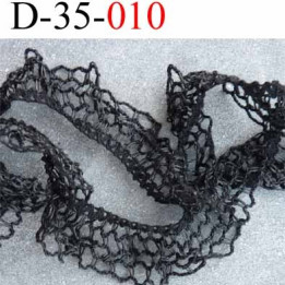 dentelle galon ruban crochet nid d'abeille élastiqué en coton  largeur 32 mm couleur noir prix au mètre
