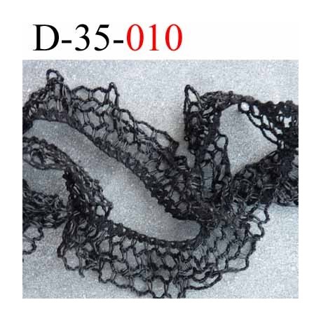 dentelle crochet nid d'abeille élastiqué en coton largeur 35 mm couleur noir prix au mètre