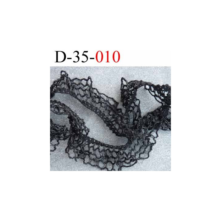 dentelle galon ruban crochet nid d'abeille élastiqué en coton  largeur 32 mm couleur noir prix au mètre