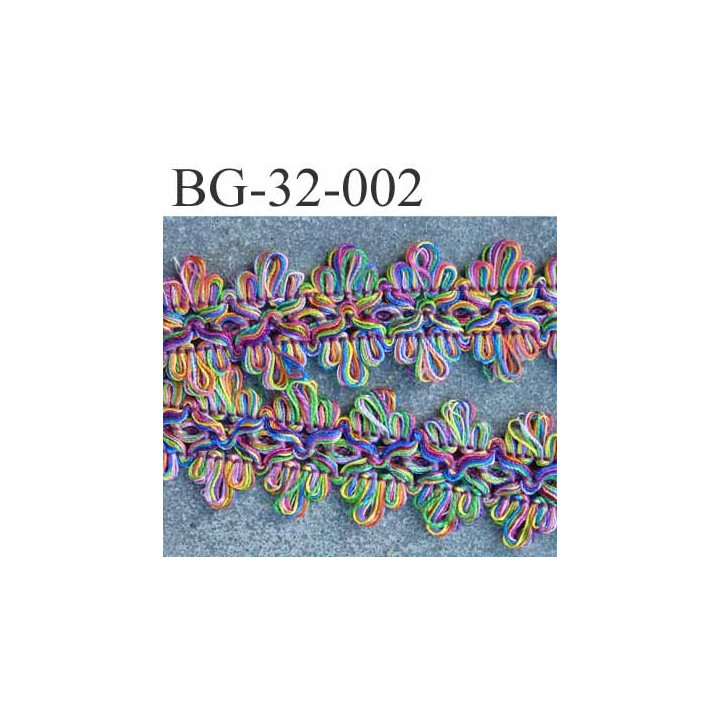 gallon ruban en boucles largeur 32 mm couleur multicolor lumineux très joli prix au mètre