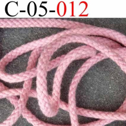 cordon en coton couleur rose  solide diamètre 5 mm prix au mètre