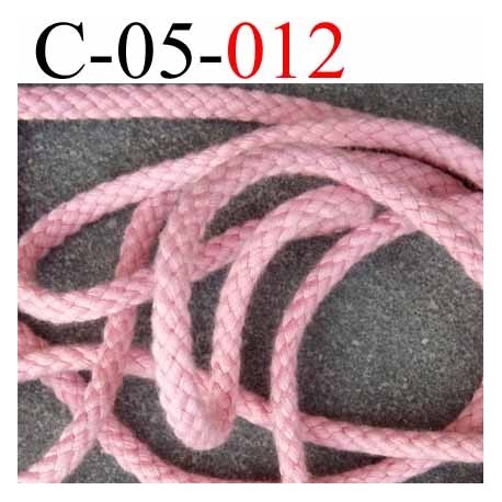 cordon en coton couleur rose solide diamètre 5 mm prix au mètre