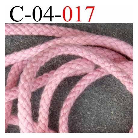 cordon 100 % coton superbe souple couleur rose diamètre 4 mm prix au mètre