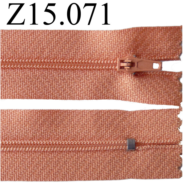 fermeture éclair 15 cm couleur rose saumon  zip nylon non séparable  
