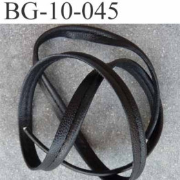 Galon biais ruban passepoil façon cuir largeur 10 mm couleur noir avec lien cordon coton 2 mm  prix au mètre