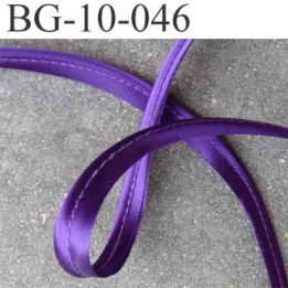 Biais galon ruban passepoil largeur 10 mm couleur violet satin brillant avec cordon intérieur coton 2 mm  prix au mètre