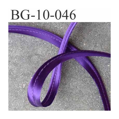 Biais galon ruban passepoil largeur 10 mm couleur violet satin brillant avec cordon intérieur coton 2 mm prix au mètre