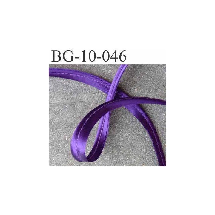 Biais galon ruban passepoil largeur 10 mm couleur violet satin brillant avec cordon intérieur coton 2 mm  prix au mètre