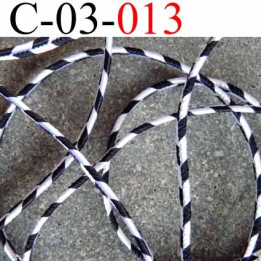 cordon synthétique très très solide superbe couleur noir et blanc largeur 3 mm épaisseur 1 mm prix au mètre
