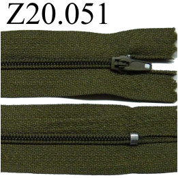 fermeture éclair 20 cm couleur vert  zip nylon non séparable 