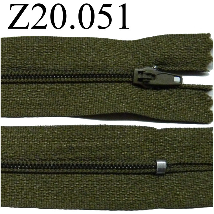 fermeture éclair 20 cm couleur vert  zip nylon non séparable 