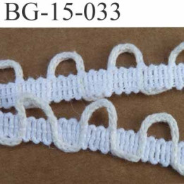 biais  coton galon ruban dentelle boucle boutonnière couleur blanc et boucle écru clair largeur 15 mm 
