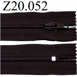 fermeture éclair 20 cm couleur marron  zip nylon non séparable  