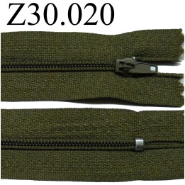 fermeture éclair 30 cm couleur vert kaki  zip nylon non séparable 