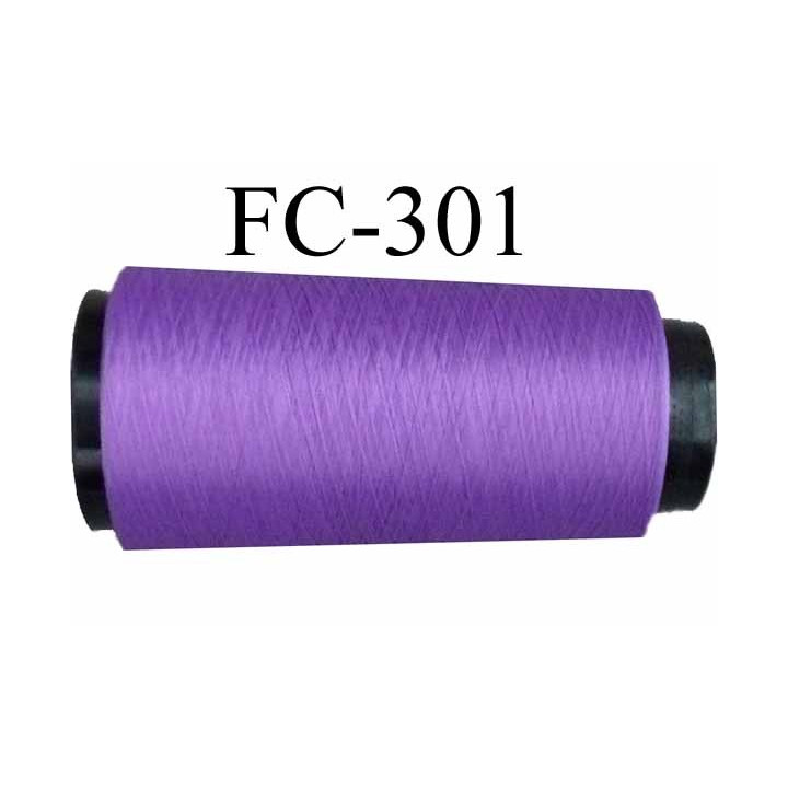 CONE de fil mousse Polyester texturé fil n° 167/1 couleur violet lumineux  longueur de 1000 mètres bobiné en France
