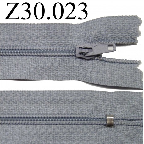 fermeture éclair 30 cm couleur gris zip nylon non séparable 