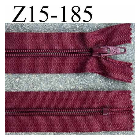 fermeture zip à glissière longueur 15 cm couleur bordeau non séparable zip nylon largeur 2.5 cm largeur du zip 4 mm