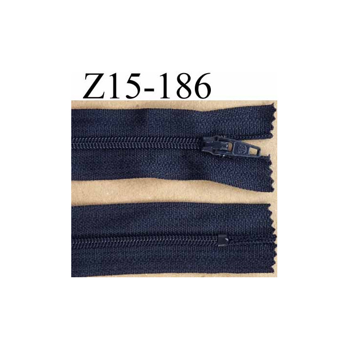 fermeture zip à glissière longueur 15 cm couleur bleu marine non séparable zip nylon largeur 2.5 cm largeur du zip 4 mm