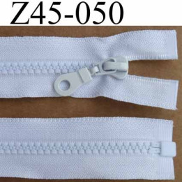fermeture zip  blanche longueur 45 cm couleur blanc séparable largeur 3.2 cm largeur du zip moulé spirale 6 mm curseur métal