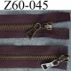 fermeture 60 cm marron double curseur largeur 3.2 cm non séparable zip métal laiton largeur 6 mm