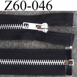 fermeture zip à glissière métal  longueur 60 cm couleur noir séparable zip métal largeur 3.2 cm largeur glissière 6 mm