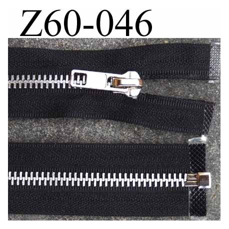 fermeture zip à glissière métal longueur 60 cm couleur noir séparable zip métal largeur 3.2 cm largeur glissière 6 mm