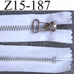 fermeture zip à glissière longueur 15 cm largeur 3 cm   couleur blanc non séparable coton et glissière métal  6 mm