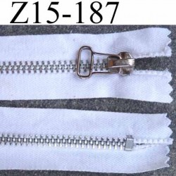 fermeture zip à glissière longueur 15 cm couleur blanc non séparable zip métal largeur 3 cm largeur du zip 6 mm