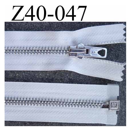 fermeture zip longueur 40 cm couleur naturel séparable double curseur zip métal largeur 3 cm largeur du zip 6 mm