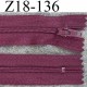 fermeture zip à glissière longueur 18 cm couleur bordeau lie de vin non séparable largeur 2.5 cm glissière nylon zip 4.2 mm