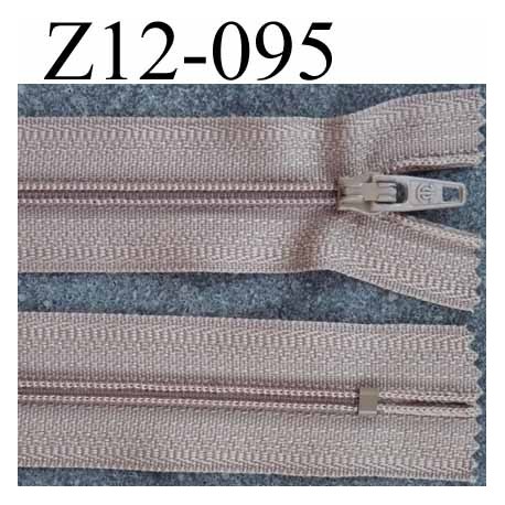 fermeture zip à glissière longueur 12 cm couleur marron clair beige non séparable largeur 2.5 cm glissière nylon zip du 4 mm