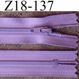 fermeture zip de marque à glissière longueur 18 cm couleur lilas violine non séparable largeur 2.5 cm glissière nylon  zip 4 mm