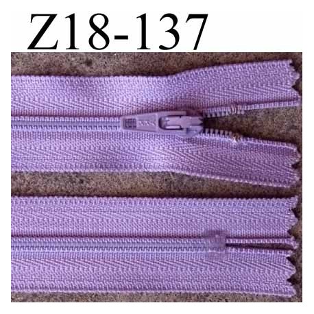 fermeture zip de marque à glissière longueur 18 cm couleur lilas violine non séparable largeur 2.5 cm glissière nylon zip 4 mm