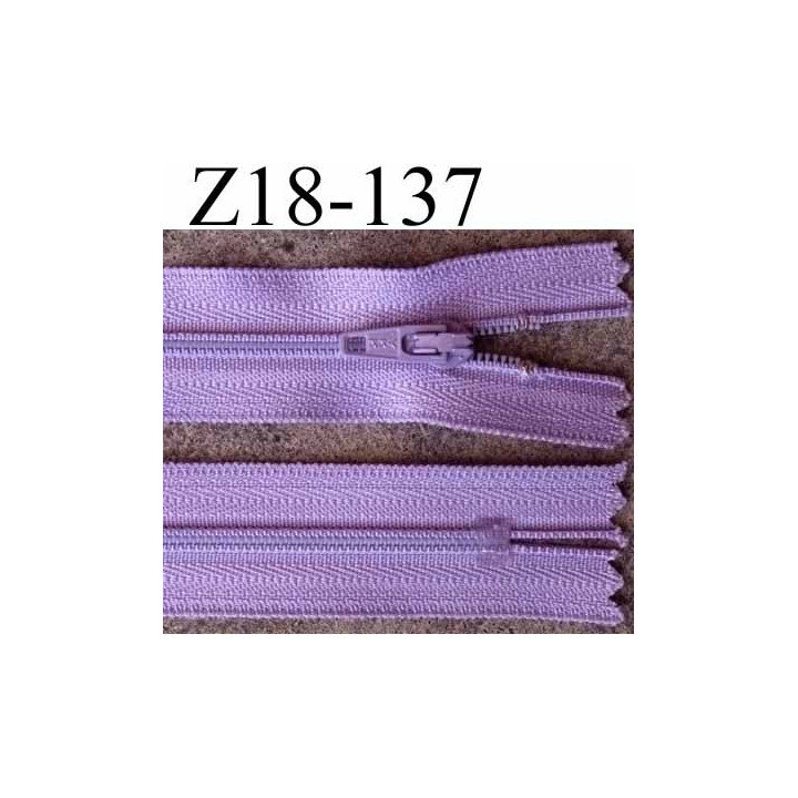 fermeture zip de marque à glissière longueur 18 cm couleur lilas violine non séparable largeur 2.5 cm glissière nylon  zip 4 mm