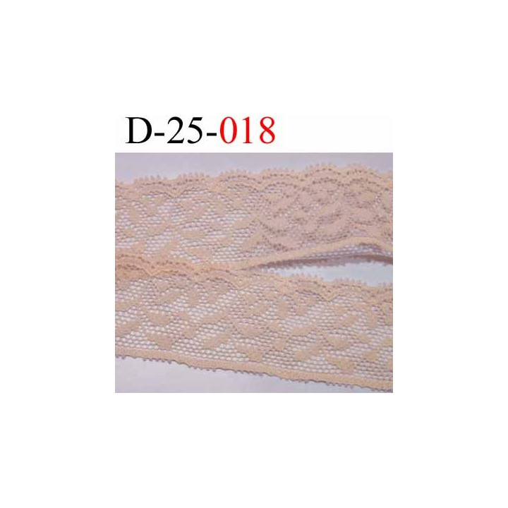Dentelle  synthétique largeur 25 mm couleur rose saumoné douce prix au mètre