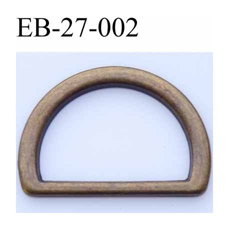 Boucle etrier anneau demi rond métal couleur laiton aspcect vieilli largeur extérieur 2.7 cm intérieur 2 cm hauteur 1.8 cm