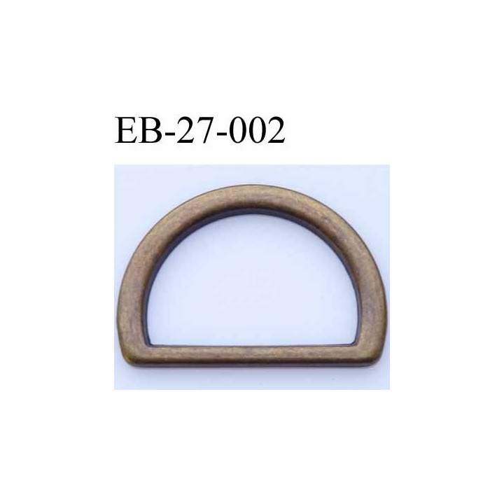 Boucle etrier anneau demi rond métal couleur laiton aspcect vieilli largeur extérieur 2.7 cm intérieur 2 cm hauteur 1.8 cm