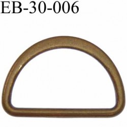 Boucle etrier anneau demi rond métal couleur bronze vieilli largeur 3 cm intérieur 25,5 mm idéal pour sangle 25 mm hauteur 21 mm