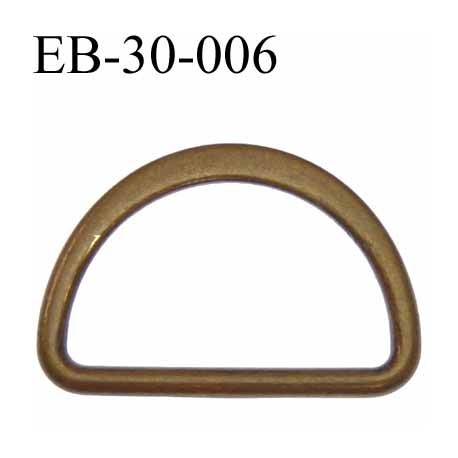 Boucle etrier anneau demi rond métal couleur bronze vieilli largeur 3 cm intérieur 25,5 mm idéal pour sangle 25 mm hauteur 21 mm