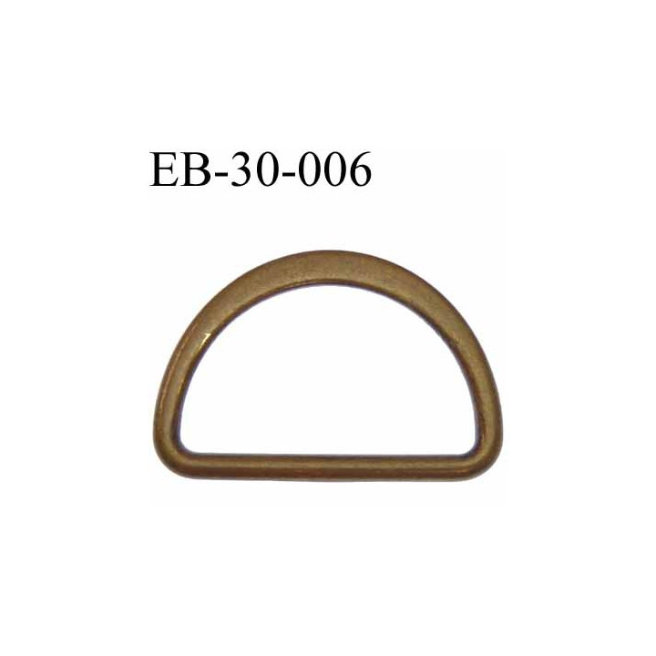 Boucle etrier anneau demi rond métal couleur bronze vieilli largeur 3 cm intérieur 25,5 mm idéal pour sangle 25 mm hauteur 21 mm