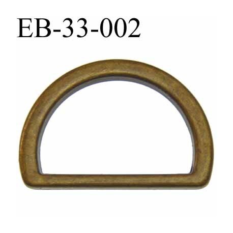 Boucle etrier anneau demi rond métal couleur bronze vieilli largeur 3.3 cm intérieur 26 mm idéal pour sangle 25 mm hauteur 23 mm