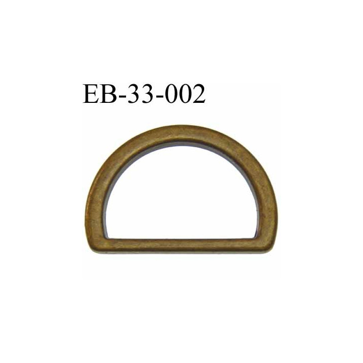 Boucle etrier anneau demi rond métal couleur bronze vieilli largeur 3.3 cm intérieur 26 mm idéal pour sangle 25 mm hauteur 23 mm