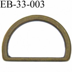 Boucle etrier anneau demi rond métal couleur bronze vieilli largeur 3.3 cm intérieur 26 mm idéal pour sangle 25 mm hauteur 23 mm
