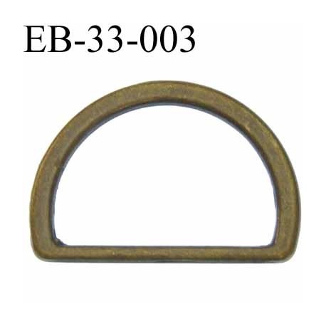 Boucle etrier anneau demi rond métal couleur bronze vieilli largeur 3.3 cm intérieur 26 mm idéal pour sangle 25 mm hauteur 23 mm