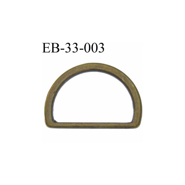 Boucle etrier anneau demi rond métal couleur bronze vieilli largeur 3.3 cm intérieur 26 mm idéal pour sangle 25 mm hauteur 23 mm
