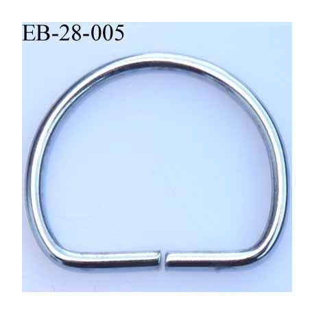 Boucle etrier 1/2 rond métal chromé brillant largeur extérieur 2.8 cm intérieur 2.1 cm idéal pour sangle de 20 mm hauteur 2.3 cm