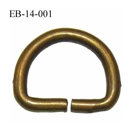 Boucle etrier anneau demi rond métal couleur bronze largeur 1.4 cm intérieur 1.2 cm idéal pour sangle 1 cm hauteur 1.2 cm